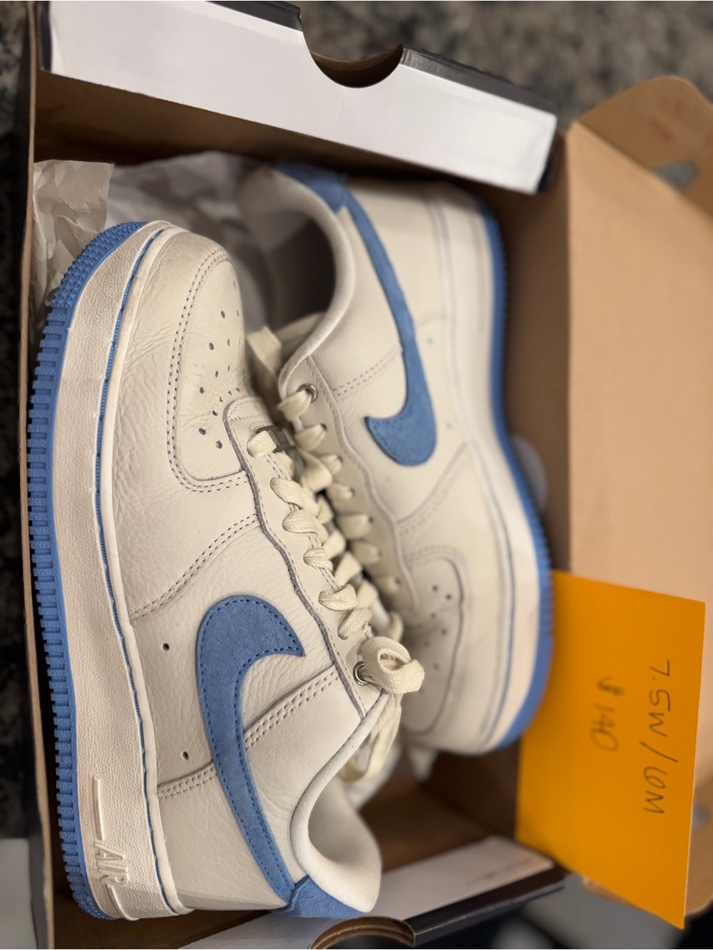 White and Sky Blue Sneakers - Classic Low-Top Air Force